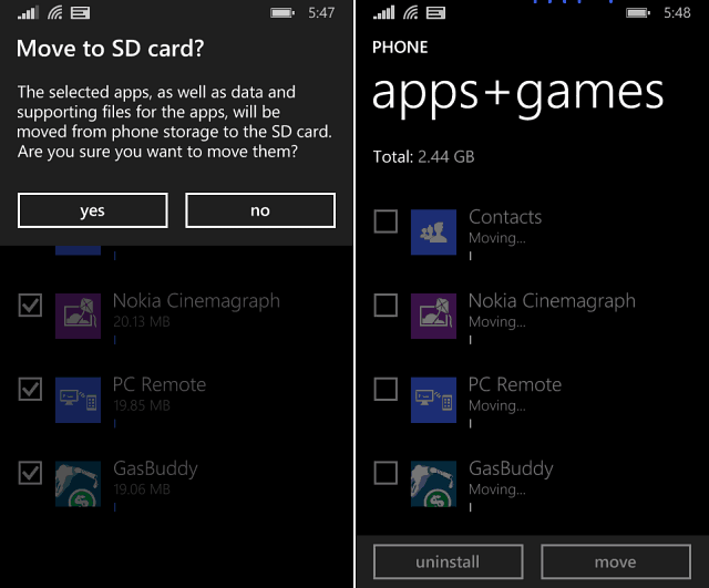 Windows Phone 8.1 Sfat: mutați aplicațiile și jocurile pe cardul SD