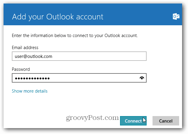 Adăugați adresa dvs. Outlook.com la Windows 8 Mail