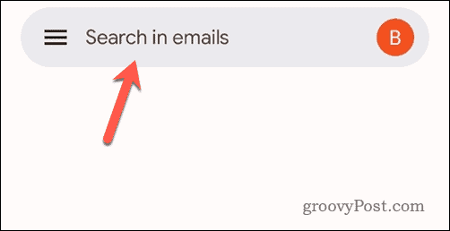 Atingeți bara de căutare în Gmail mobil