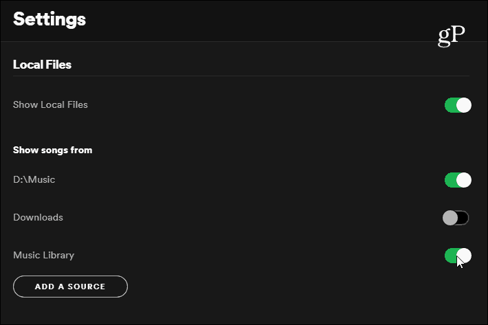 Setări Spotify Fișiere locale