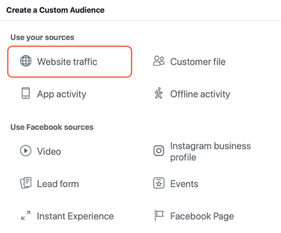 Cum să creați anunțuri de acoperire Facebook, exemplu de setare a publicului pentru traficul site-urilor publicitare