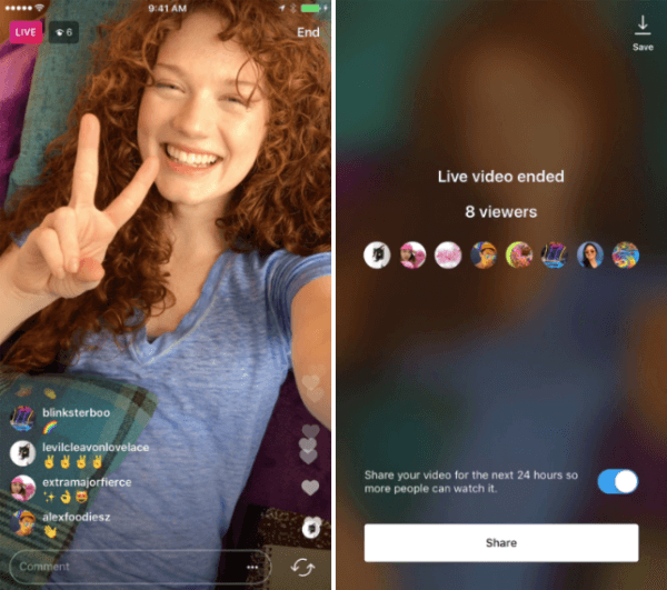 Instagram a introdus posibilitatea de a partaja o redare video live pe Instagram Stories timp de 24 de ore.
