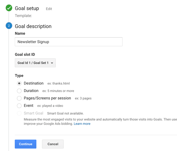Configurați Google Analytics Goals pentru Instagram Stories, Pasul 6.
