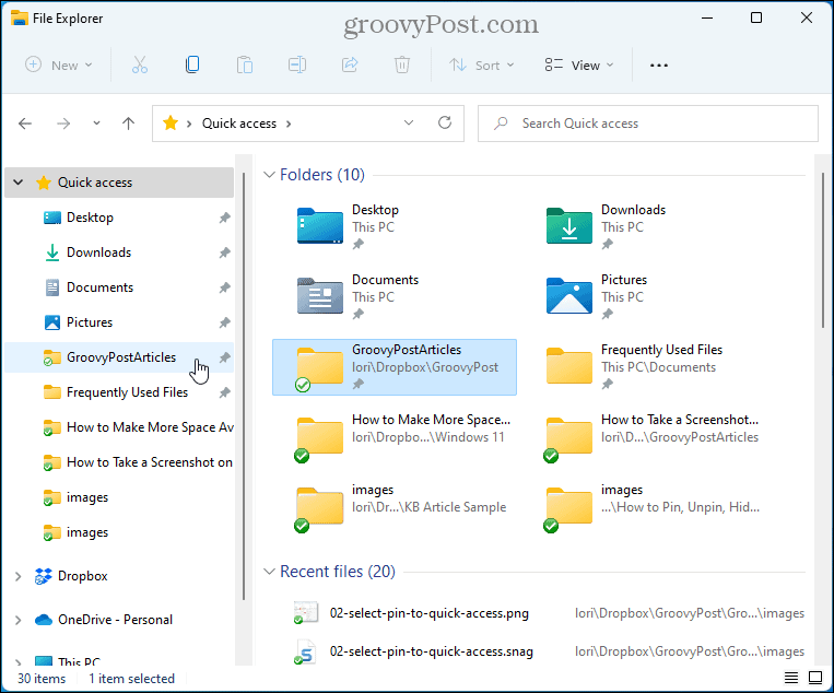 Acces rapid foldere în File Explorer