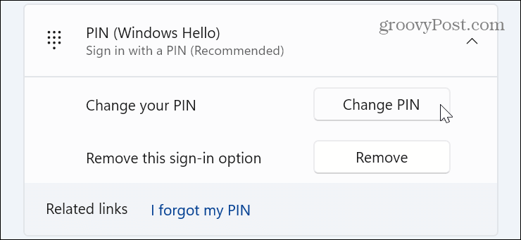 PIN pentru a vă conecta la Windows 11