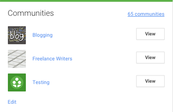 comunitățile google + listate într-un profil