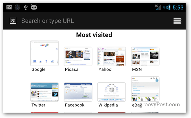 Setați pagina implicită a browserului Android pentru cele mai vizitate site-uri