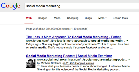 căutare marketing social media pe google +