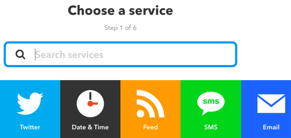 Selectați un serviciu pentru applet-ul dvs. IFTTT.