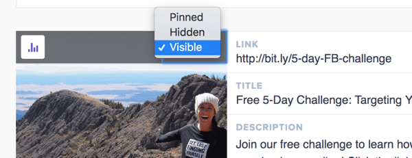 Linkul în profil vă permite să setați linkuri vizibile, ascunse sau fixate.