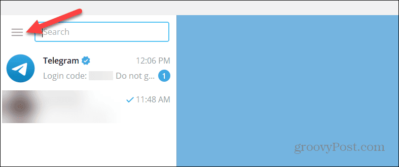 Butonul de meniu în aplicația desktop Telegram