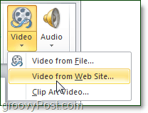Opțiunea video de pe site-ul Web din PowerPoint 2010