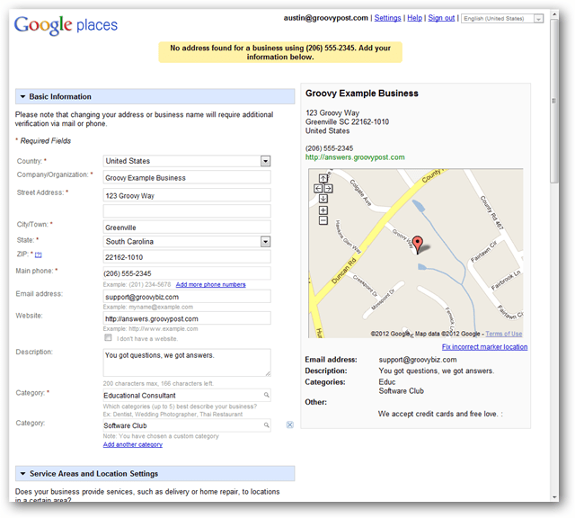 creați o nouă listare locală Google Maps
