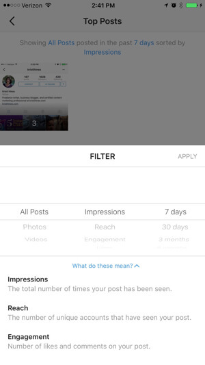 filtru de informații despre profilul de afaceri instagram