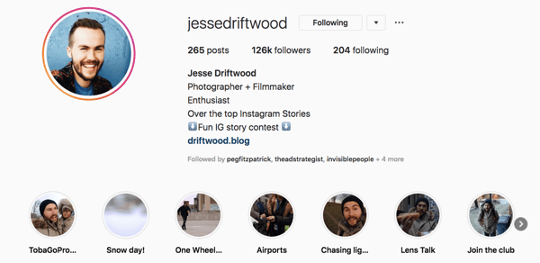 Profilul Instagram al lui Jessie Driftwood.