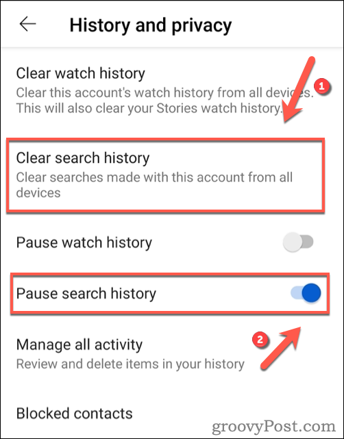 Ștergerea istoricului căutărilor YouTube pe Android