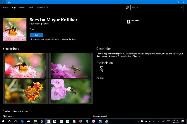 Teme, Windows 10 Creators Update, Personalizare, Panou de control