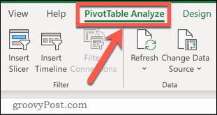 Fila tabel pivot în Excel