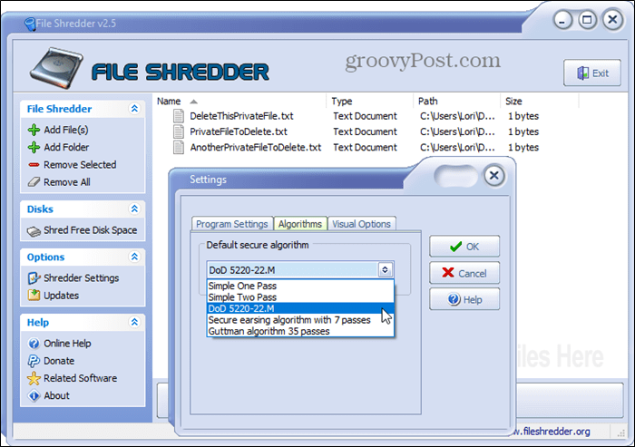 Instrumentul de ștergere securizată a fișierelor Shredder pentru Windows