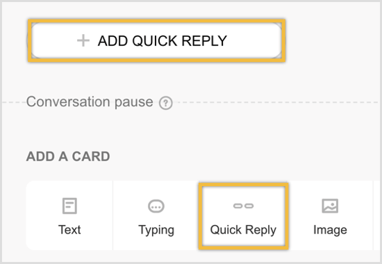 Faceți clic pentru a adăuga un card de răspuns rapid, apoi faceți clic pe Adăugați răspuns rapid.