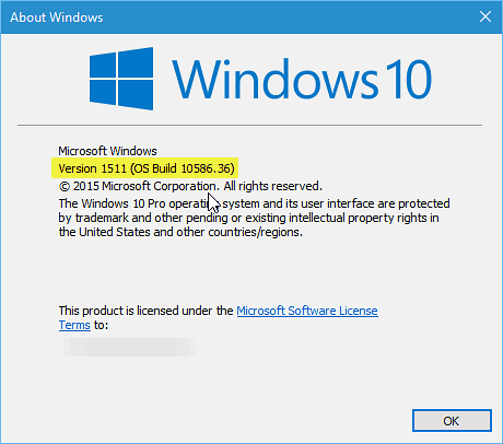 Windows 10 construiește 1058636