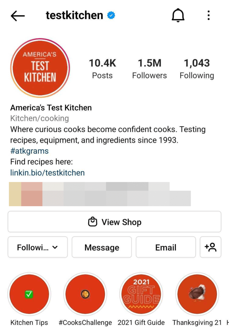 imagine a profilului de afaceri Instagram optimizată pentru căutare