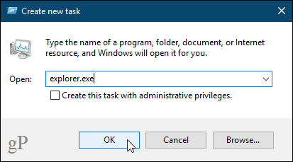 Creați caseta de dialog pentru sarcini noi în Managerul de activități Windows 10