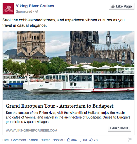 croaziere vikinge pe râu reclame pe Facebook