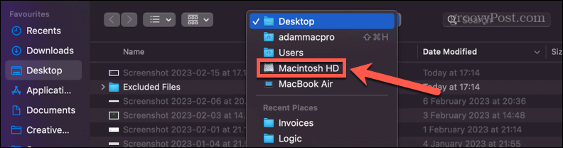 mac selectează hard disk