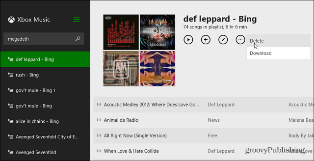Ștergeți Playlist Xbox Music