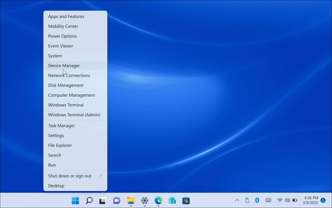 meniul managerului de dispozitive din Windows 11
