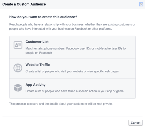 Facebook încărcați baza de date a clienților