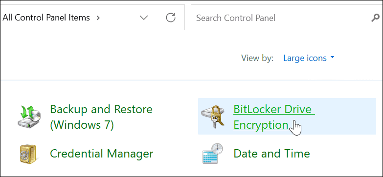 Panoul de control BitLocker Security