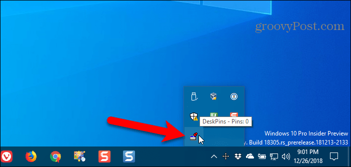 Faceți clic pe pictograma DeskPins din tava de sistem Windows pentru a obține un ac