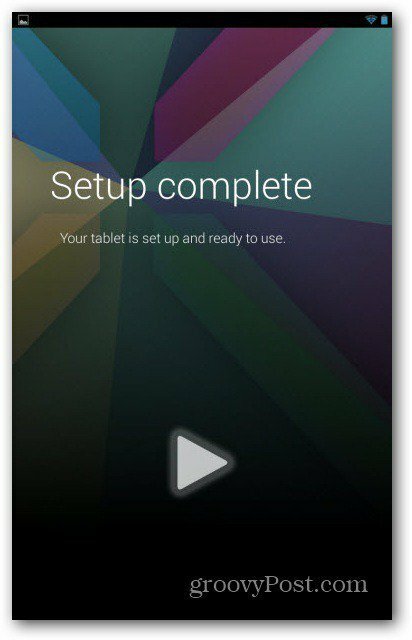 Configurarea conturilor de utilizator Nexus 7 finalizată