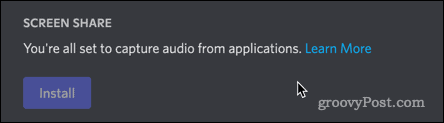 Pluginul audio discord instalat