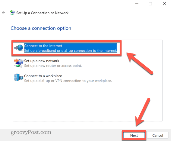 Windows se conectează la internet