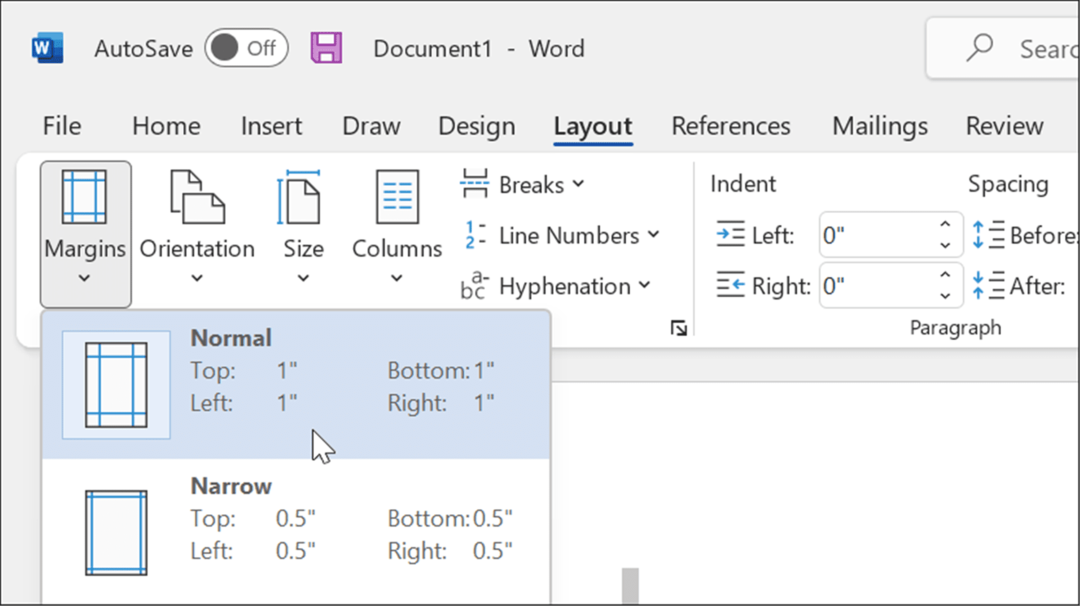 layout Margini format stil apa în Microsoft Word