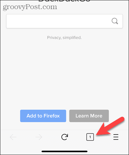 Atingeți butonul filă din Firefox pentru iOS