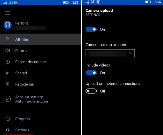 Faceți ca Windows 10 Mobile să se facă în mod automat la OneDrive