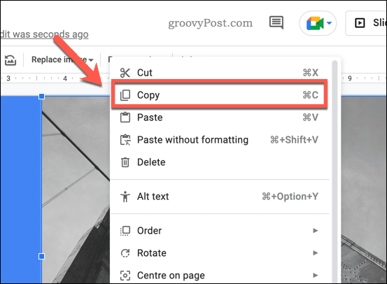Copiați o imagine în Prezentări Google