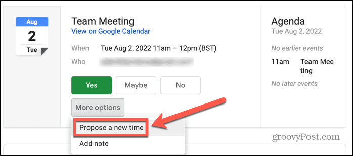 google calendar gmail propune o nouă oră