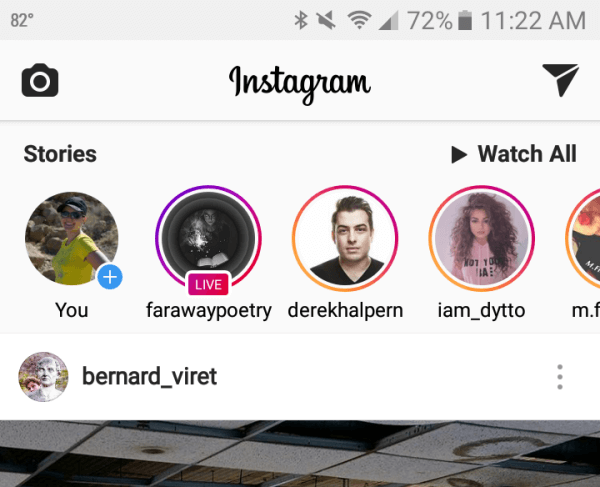 Poveștile Instagram apar în partea de sus a noului dvs. feed.