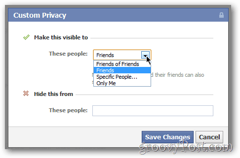 Partajare personalizată a confidențialității pentru actualizări și fotografii Facebook