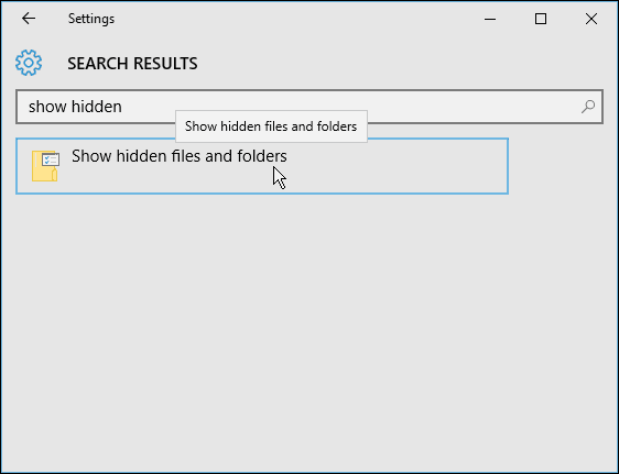 Căutare setări Windows 10