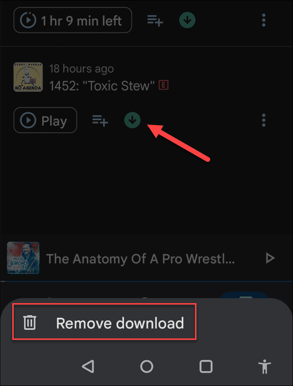 eliminați podcasturile descărcate Google Podcasts Android