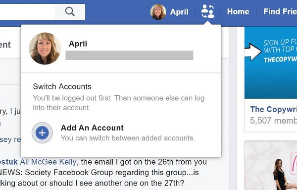 Facebook pare să testeze un buton care permite utilizatorilor să comute rapid între conturi.