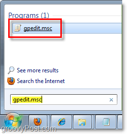 accesarea editorului de politici de grup (gpedit.msc) de pe Windows 7 orb start (meniu)
