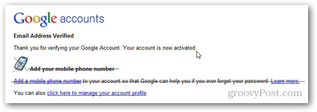 adresa de e-mail a contului Google verificată