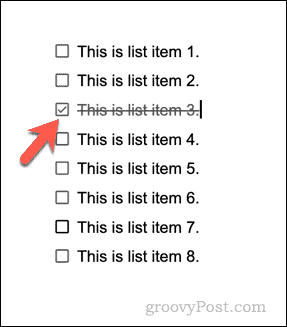 Un exemplu de listă de verificare în Google Docs